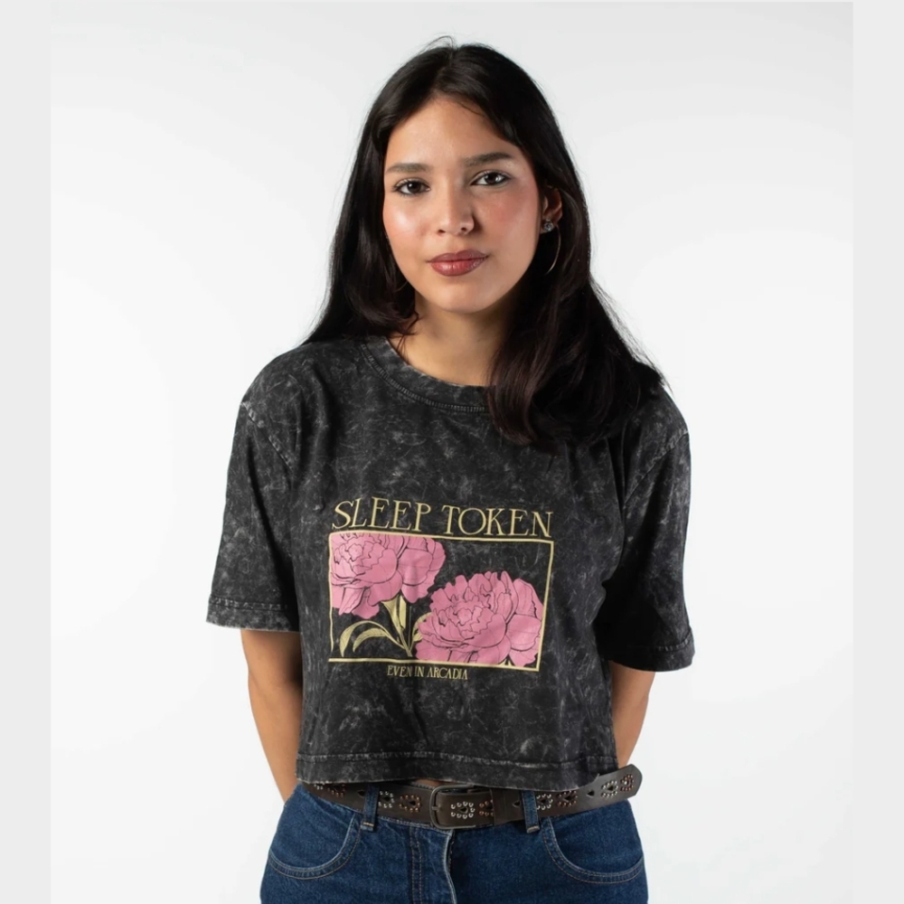 Brand New Official Sleep Token Even In Arcadia Acid Washed Crop Top Sold Out